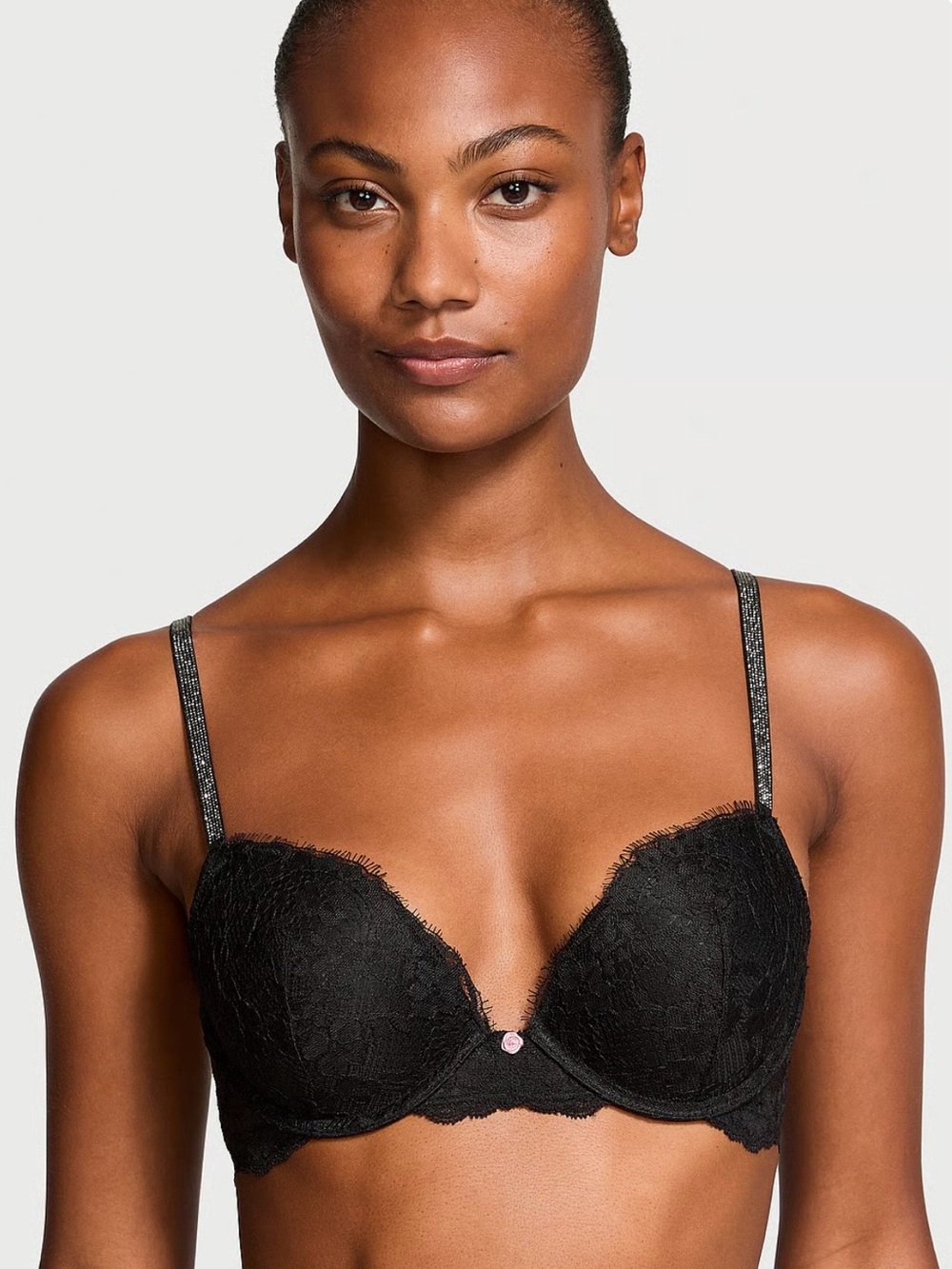 NWT Victoria’s Secret Dream Angels Twinkle Lace Push-Up Bra Praline Beige 34DD